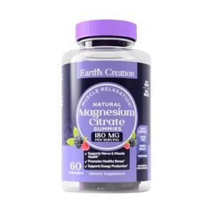 Magnésio Citrate 180mg Earth's Creation 60 Gummies